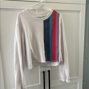 Peloton White Sweatshirt with Colorful Stripes